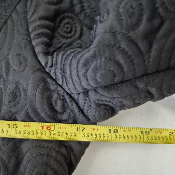 Bebe Jacket Women S Black Quilted Down Rabbit Fur Trim Collar Cuffs Full Zip Vtg - Picture 8 of 10